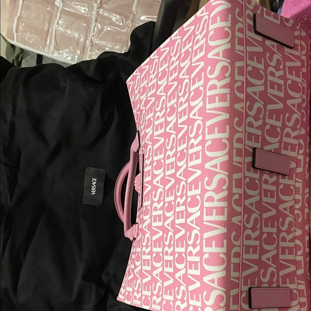 Versace Pink and White Logo Tote - Picture 5 of 15